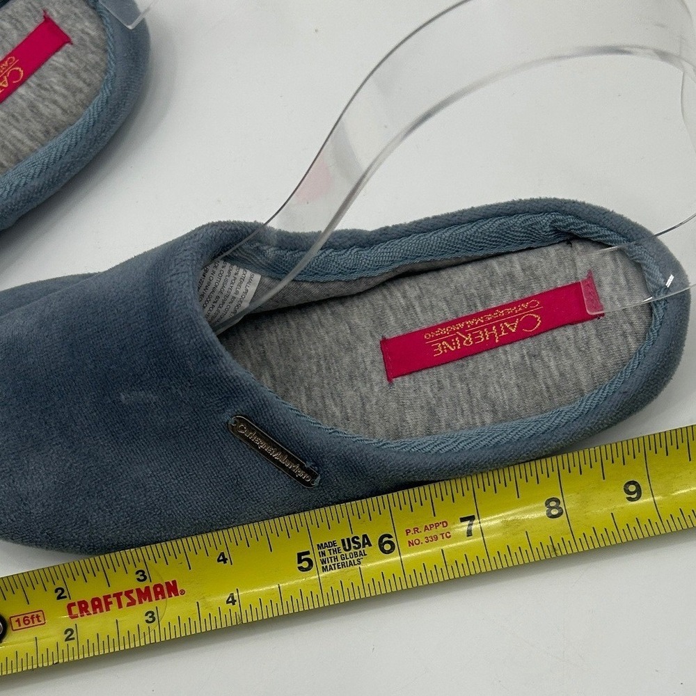 Catherine Malandrino Blue Plush House Slippers Small 5-6 Cozy Quiet Luxury